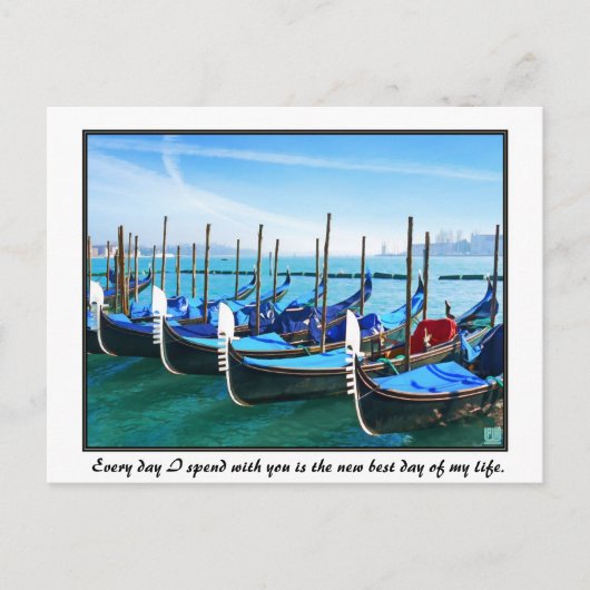 Venice Gandola met Love Quote Briefkaart (Voorkant)