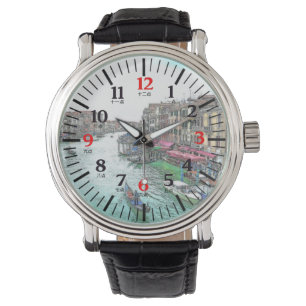 Venice Gondola Bilingual English Chinese Numeral Horloge