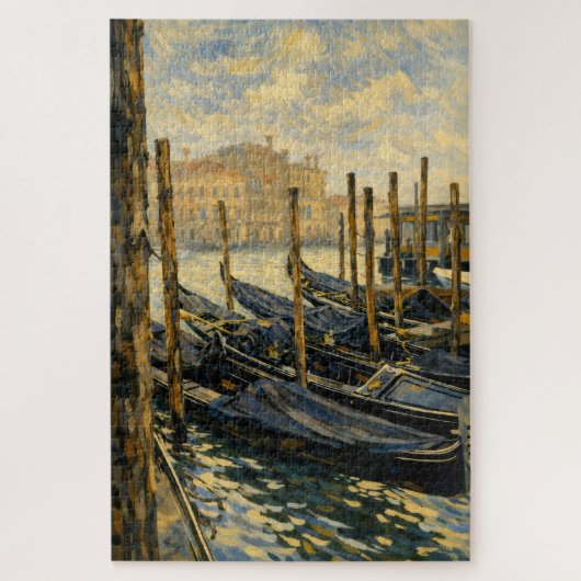 Venice Gondola Gold Van Gogh Style Art Puzzle Legpuzzel (Verticaal)