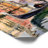Venice Gondola Ride Watercolor Canal Colorful Poster (Hoek)