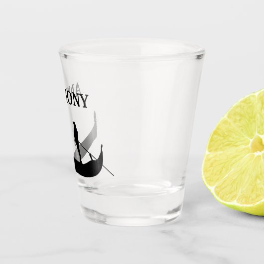 Venice Gondola Silhouette Black - Gepersonaliseerd Shot Glas (Rechts)