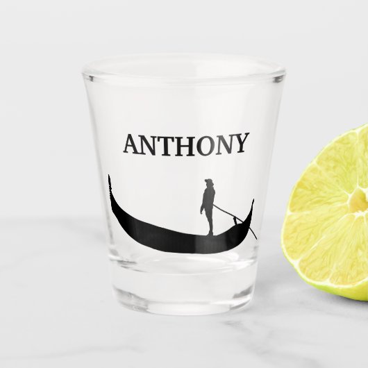 Venice Gondola Silhouette Black - Gepersonaliseerd Shot Glas (Voorkant)