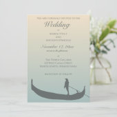 Venice Gondola Silhouette op Sunset Wedding Kaart (Staand voorkant)