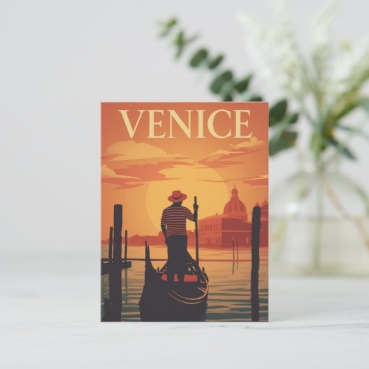 Venice Gondola Sunset Briefkaart (Staand voorkant)
