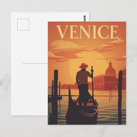 Venice Gondola Sunset Briefkaart (Voorkant / Achterkant)