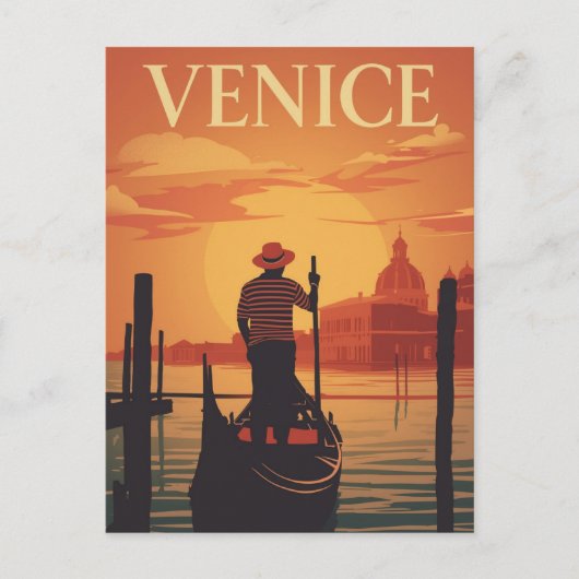 Venice Gondola Sunset Briefkaart (Voorkant)