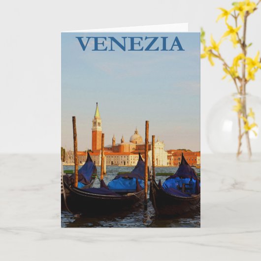 Venice Gondola Vintage Revel Kaart (Gele Bloem)