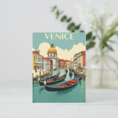 Venice Gondolas - Vintage Travel Briefkaart (Staand voorkant)