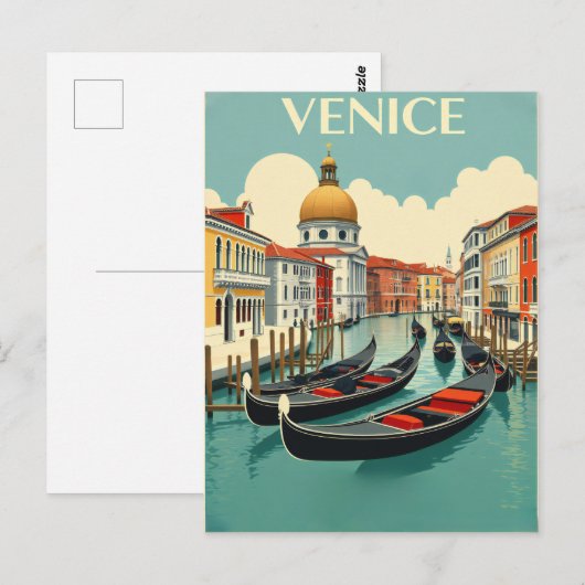 Venice Gondolas - Vintage Travel Briefkaart (Voorkant / Achterkant)
