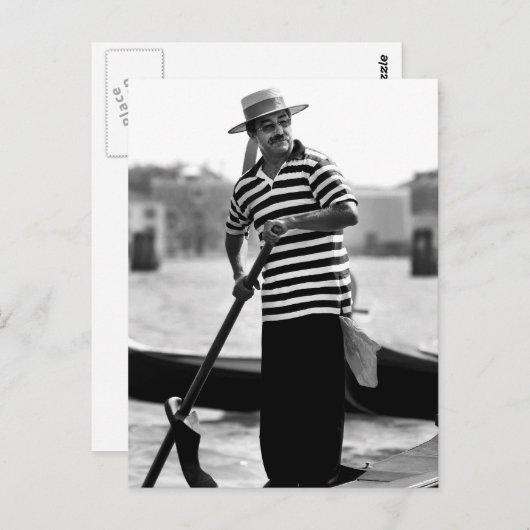 VENICE GONDOLIER MET PET BRIEFKAART (Voorkant / Achterkant)