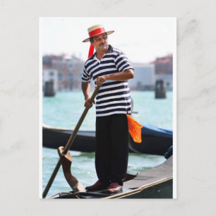 VENICE GONDOLIER MET ZIJN PET BRIEFKAART