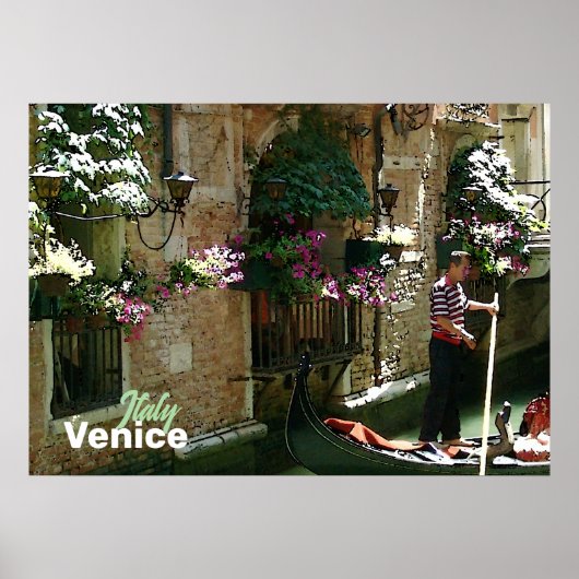 Venice Gondolier Travel Poster (Voorkant)
