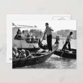 VENICE GONDOLIERS IN BLACK EN WHITE BRIEFKAART (Voorkant / Achterkant)