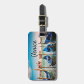 Venice Grand Canal met blauwe iconische gondels Bagagelabel (Voorkant verticaal)