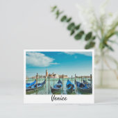 Venice Grand Canal met blauwe iconische gondels Briefkaart (Staand voorkant)