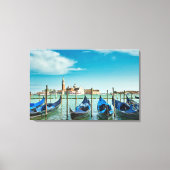 Venice Grand Canal met blauwe iconische gondels Canvas Afdruk (Voorkant)