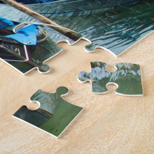 Venice Grand Canal met blauwe iconische gondels Legpuzzel (Zijkant)