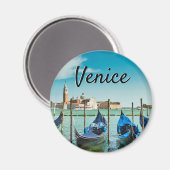 Venice Grand Canal met blauwe iconische gondels Magneet (Voorkant / Achterkant)