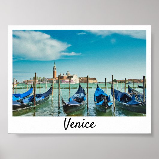 Venice Grand Canal met blauwe iconische gondels Poster (Voorkant)