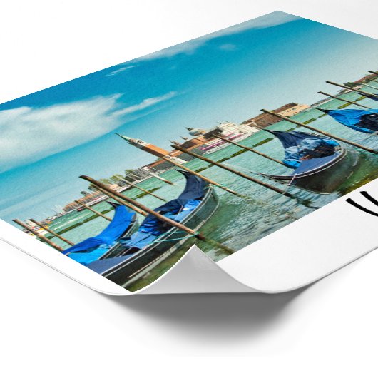 Venice Grand Canal met blauwe iconische gondels Poster (Hoek)