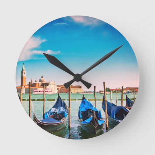 Venice Grand Canal met blauwe iconische gondels Ronde Klok (Voorkant)