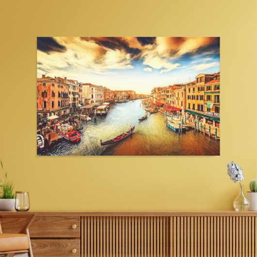 Venice grand canal met gondolas Canvas Print (Insitu (Woonkamer))