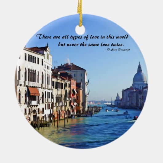 Venice Grand Canal met Love Quote Keramisch Ornament (Achterkant)
