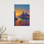 Venice Grand Canal Pointillism Sunset Art Poster (Keuken)
