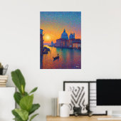 Venice Grand Canal Pointillism Sunset Art Poster (Thuiskantoor)