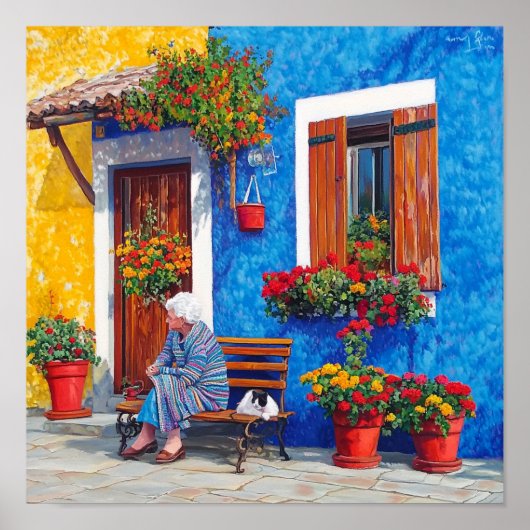 Venice Inspired – Kleurrijke Village Poster Print (Voorkant)