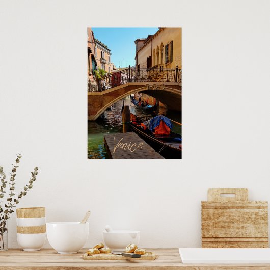 Venice Italië Canal Bridge Boat Travel Poster (Keuken)