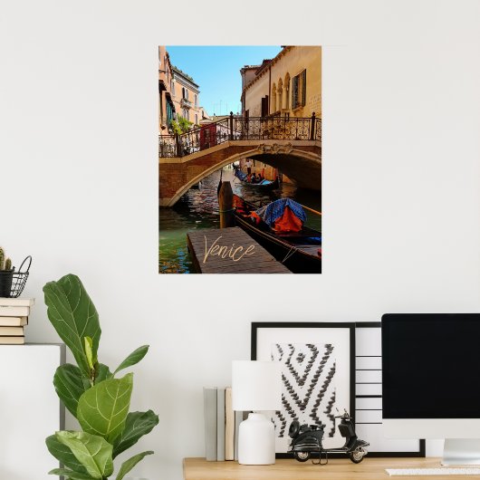 Venice Italië Canal Bridge Boat Travel Poster (Thuiskantoor)