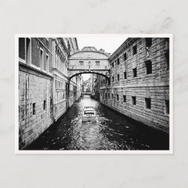Venice Italy Canal Boat Black & White Briefkaart