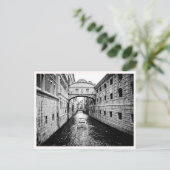 Venice Italy Canal Boat Black & White Briefkaart (Staand voorkant)