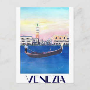 Venice Italy Gondola op het Grote Kanaal met San M Briefkaart
