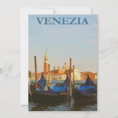 Venice Italy Gondolas Retro  Flat Card (Voorkant)