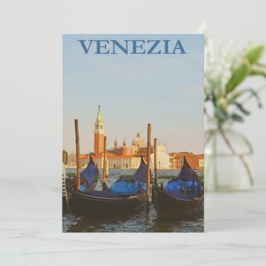 Venice Italy Gondolas Retro  Flat Card (Staand voorkant)
