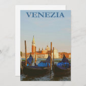 Venice Italy Gondolas Retro Flat Card (Voorkant / Achterkant)