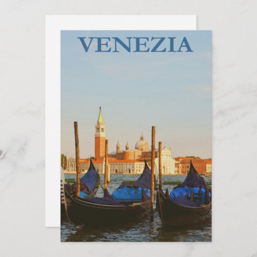 Venice Italy Gondolas Retro Flat Card (Voorkant / Achterkant)