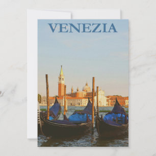 Venice Italy Gondolas Retro Flat Card