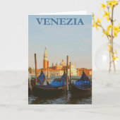 Venice Italy Gondolas Retro Vintage Travel Poster Kaart (Gele Bloem)