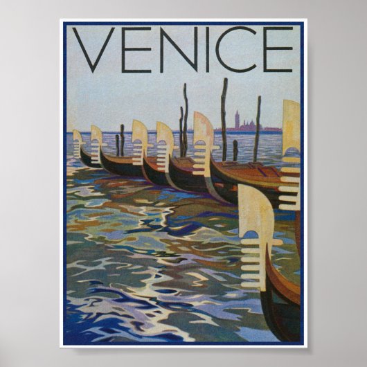 Venice Italy Gondolas Vintage Travel Poster (Voorkant)