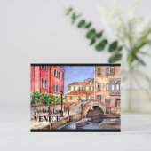 Venice Italy Pen & Wash Waterverf Briefkaart (Staand voorkant)