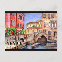 Venice Italy Pen & Wash Waterverf Briefkaart