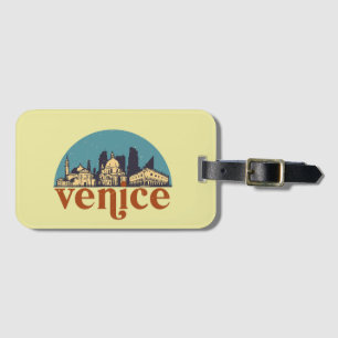 Venice Italy Retro City Skyline Cityscape Art Bagagelabel