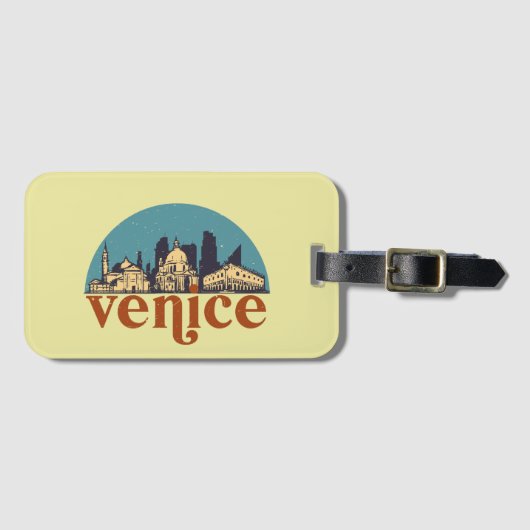 Venice Italy Retro City Skyline Cityscape Art Bagagelabel (Voorkant (horizontaal))