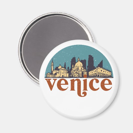 Venice Italy Retro City Skyline Cityscape Art Magneet (Voorkant / Achterkant)