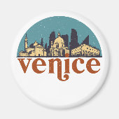 Venice Italy Retro City Skyline Cityscape Art Magneet (Voorkant)