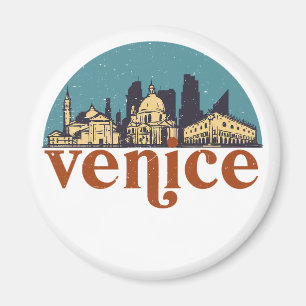Venice Italy Retro City Skyline Cityscape Art Magneet