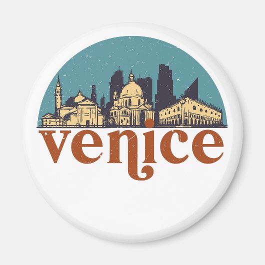 Venice Italy Retro City Skyline Cityscape Art Magneet (Voorkant)